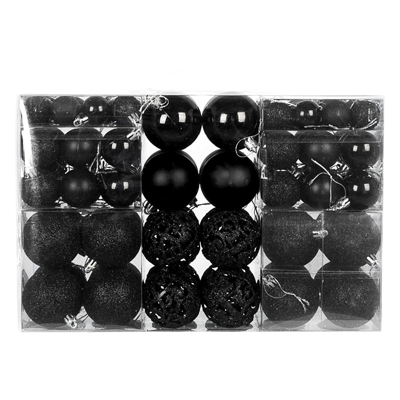 Suministros de decoración de árboles de Navidad transfronterizos 100 paquetes de bolas de plástico huecas brillantes de galvanoplastia Colgante de caja de regalo de bolas de Navidad