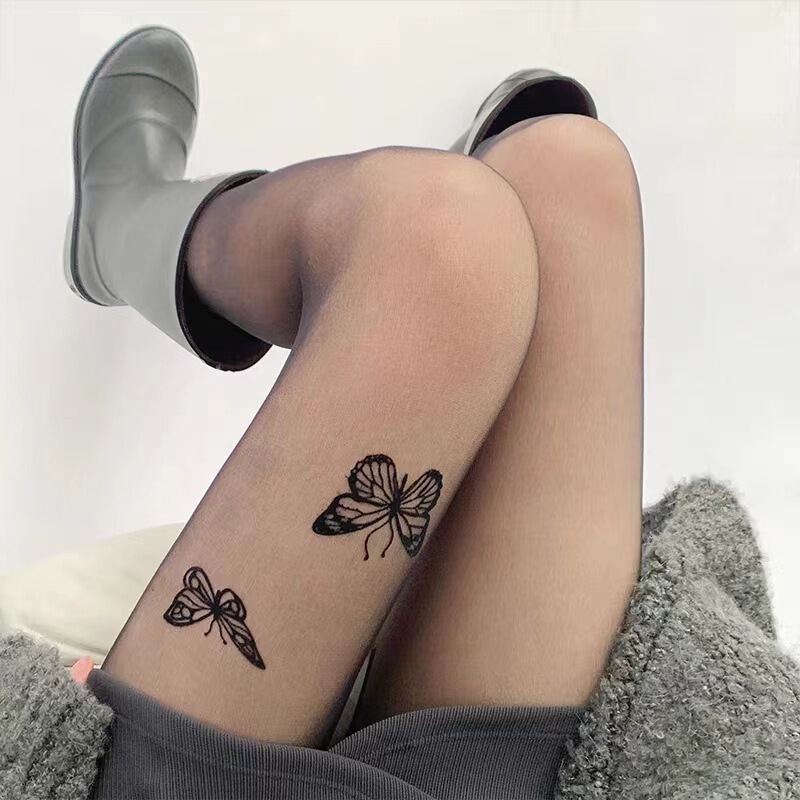 2024 new black stockings pure anti-hook stockings women's spring and autumn bottoming socks butterfly silk pantyhose
