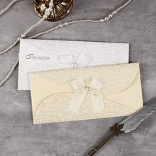 创意蝴蝶结贺卡信封加厚凹凸印请柬丝带信封可制作活动请柬邀请函