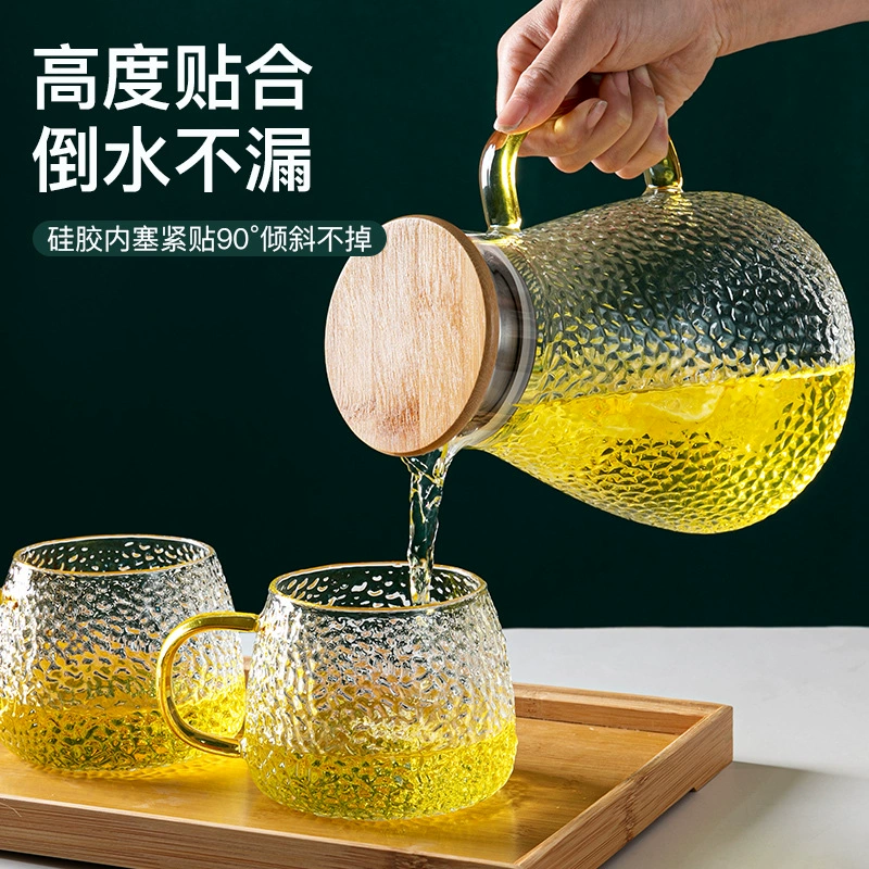 Glass capacious teapot for home use, transparent flavored tea