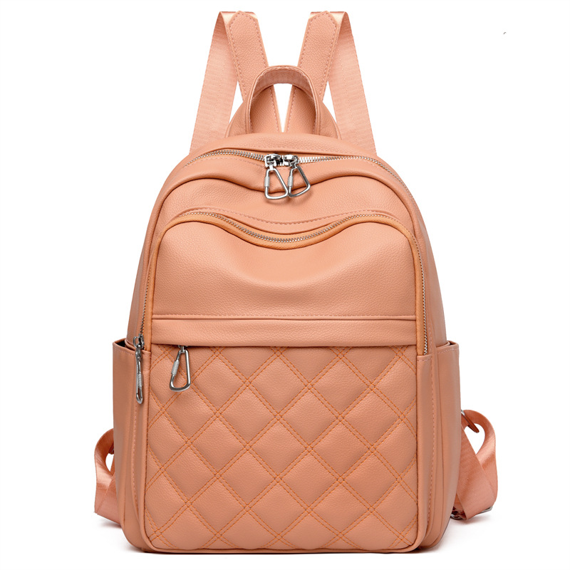 Bolsos para mujer 2024 nueva moda para mujer mochila de cuero suave simple color sólido mochila de viaje de gran capacidad al por mayor