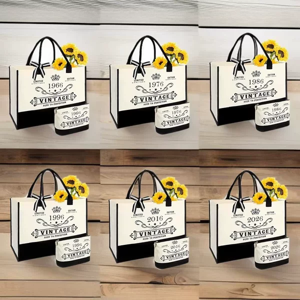 Amazon Retro Birthday Gift Tote Bag Cross-Border Hot Sale Large Capacity Retro Handbag Customized with Pictures