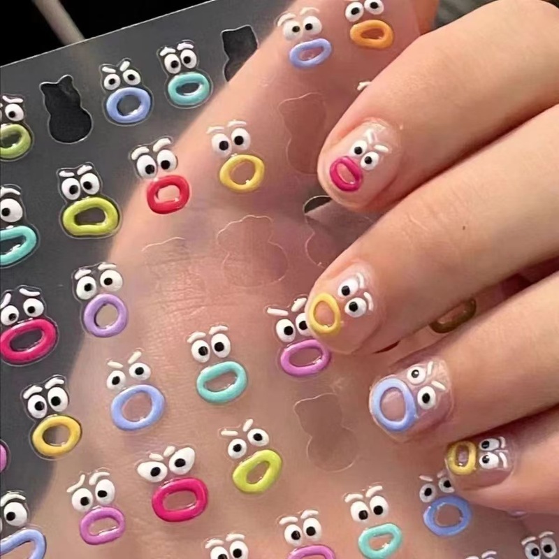 Mouth and mouth strange nail art sticker dopamine cute jelly flat hand account sticker water cup nail sticker funny expression Mouth and mouth strange nail art sticker dopamine cute jelly flat hand account sticker water cup nail sticker funny expression