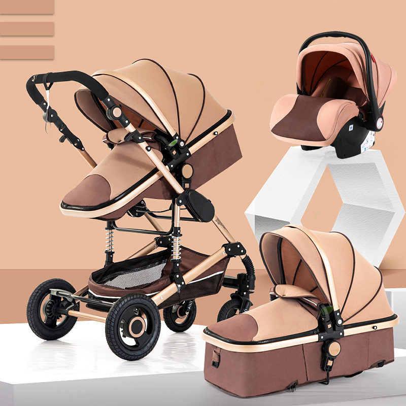 Cochecito de bebé Wisesonle bidireccional con vista alta, se puede sentar y acostar, ligero, plegable, con amortiguación y asiento con aire.