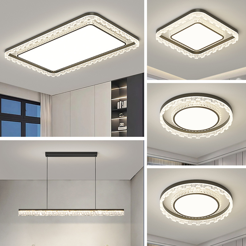 Hielo grieta sala de estar lámpara principal dormitorio 2026 nuevo estilo de lujo ligero italiano atmósfera de espectro completo protección de ojos lámparas 440L
