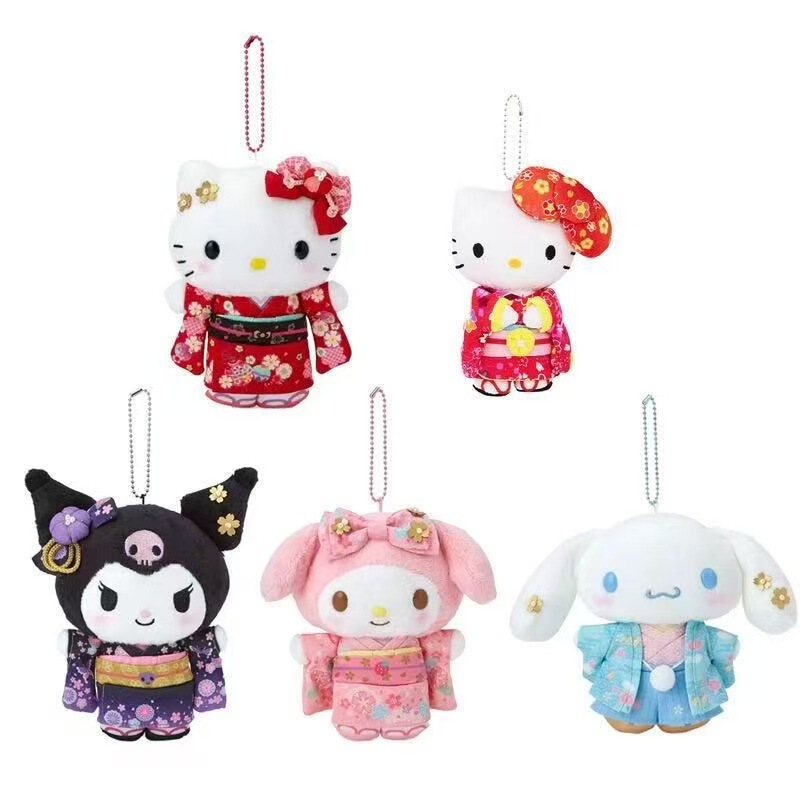 Japanese-Style New Sanrio Fireworks Festival Kimono Kuromi Cinnamoroll My Melody Kt Plush Toy Pendant
