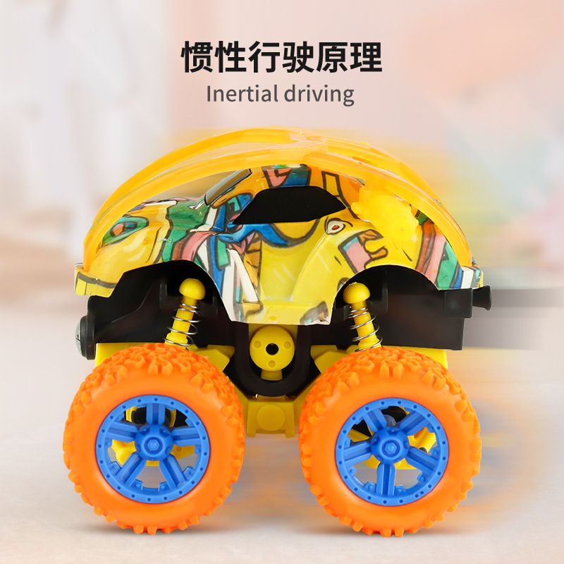 Niños inercia cuatro ruedas todoterreno niños dibujos animados trucos rodando juguetes para bebés regalos al por mayor