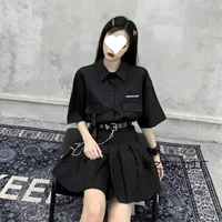 Одиночная/комплектная черная плиссированная юбка, комплект из двух предметов, женская плиссированная юбка с высокой талией, утягивающая брючная юбка JK, короткая летняя юбка.