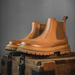 Premium Leather Chelsea Boots for Men, High-Top 2022 Autumn Style, New Arrival Short Boots—Trendy British-Style Chunky-Heel Height-Increasing Martin Boots