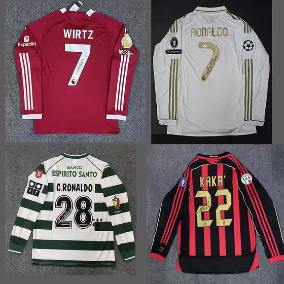 Chelsea Barcelona Real Madrid Ac Milan Lisbon Retro Long-Sleeved Signature Edition Jersey Commemorative Edition Long-Sleeved Football Uniform