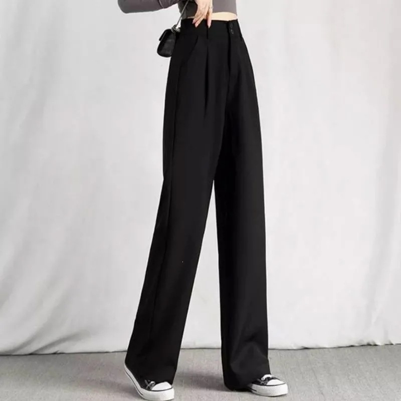 Pantalones de traje de alto nivel de color café para mujeres verano delgado 2026 nuevo cintura alta hielo fresco pantalones de piernas anchas image 2