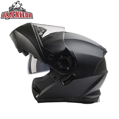 Bld Cross-Border Wholesale Bailide Motorcycle Helmet Flip-Up Visor Anti-Fog Breathable All-Season Full-Face Helmet (Motosiklet kaskı (dəbilqə)) - matt-black-transparent-mirror-m57-58