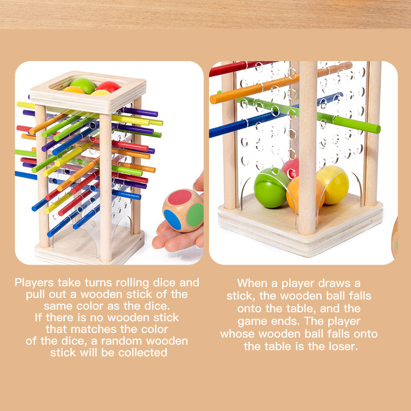 Educación temprana de madera 3 en 1 juego de palo de dibujo de color cognitivo padre-hijo interactivo juego de mesa de concentración juguetes de equilibrio