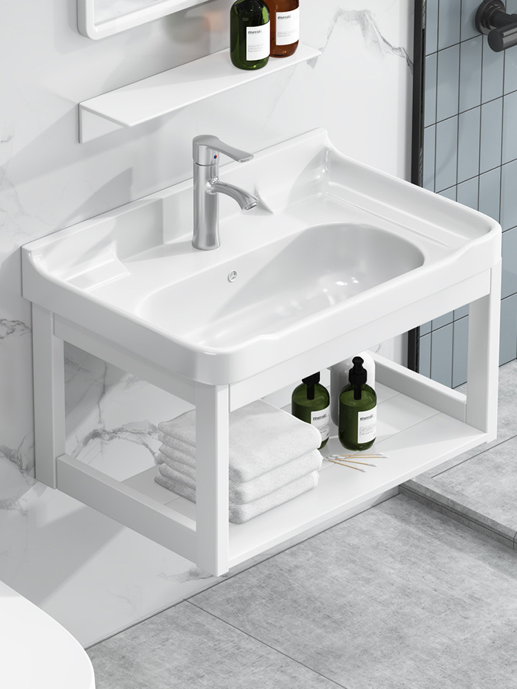 Wall-Mounted Washbasin Cabinet Combination Ceramic Washbasin Balcony Hanging Basin Simple Small Apartment Integrated Washbasin