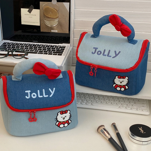 Original Cute Cat House Makeup Bag for Women, New Arrival Large Capacity Cartoon Handbag Style Storage Bag, Portable Toiletry Bag