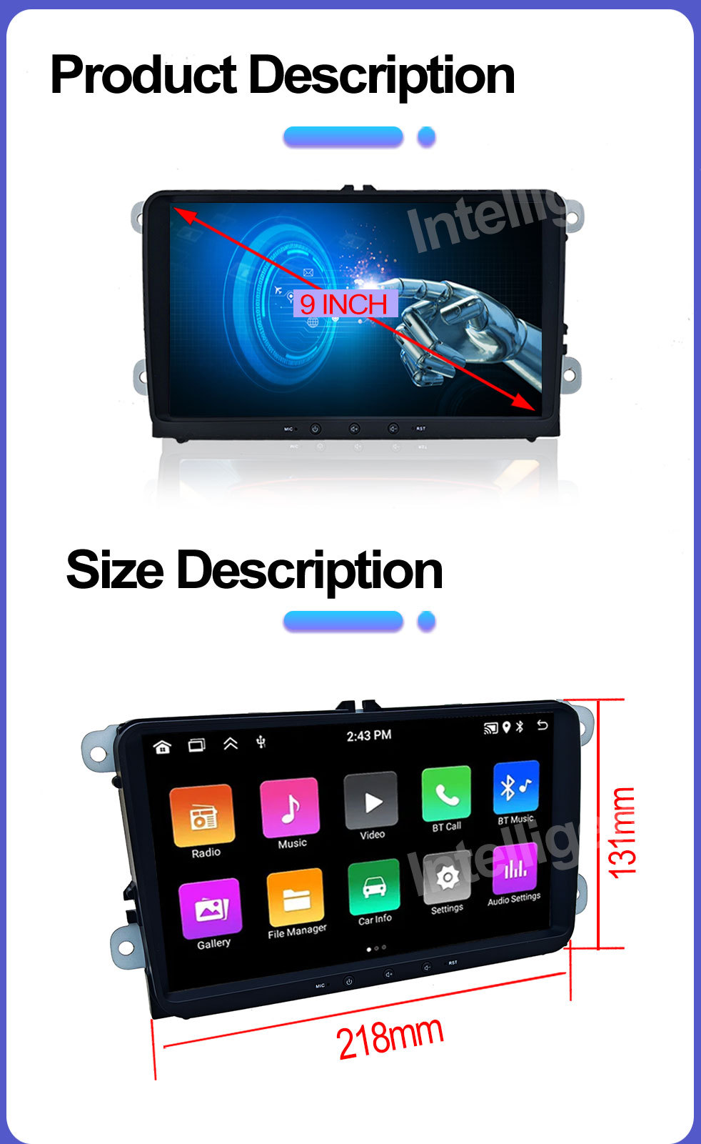9inch Volkswagen Dedicated Car Navigator Gps Bluetooth Large Screen Reversing Image Wireless Carplay Smart Car Machine