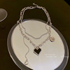 Small necklace stainless steel with letters, design retro chain for key bag , trend of season