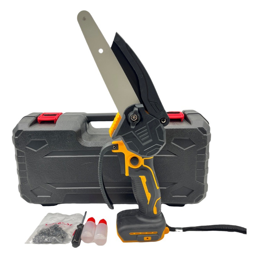 Sierra de cadena eléctrica de litio de 4 pulgadas y 6 pulgadas de 8 pulgadas, sierra de registro de jardín de árboles frutales al aire libre sierra de cadena eléctrica de mano pequeña