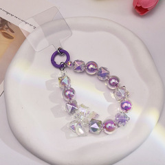Japanese and Korean INS style beaded mobile phone chain acrylic beads in beads bow wrist style lanyard bag headphone pendant