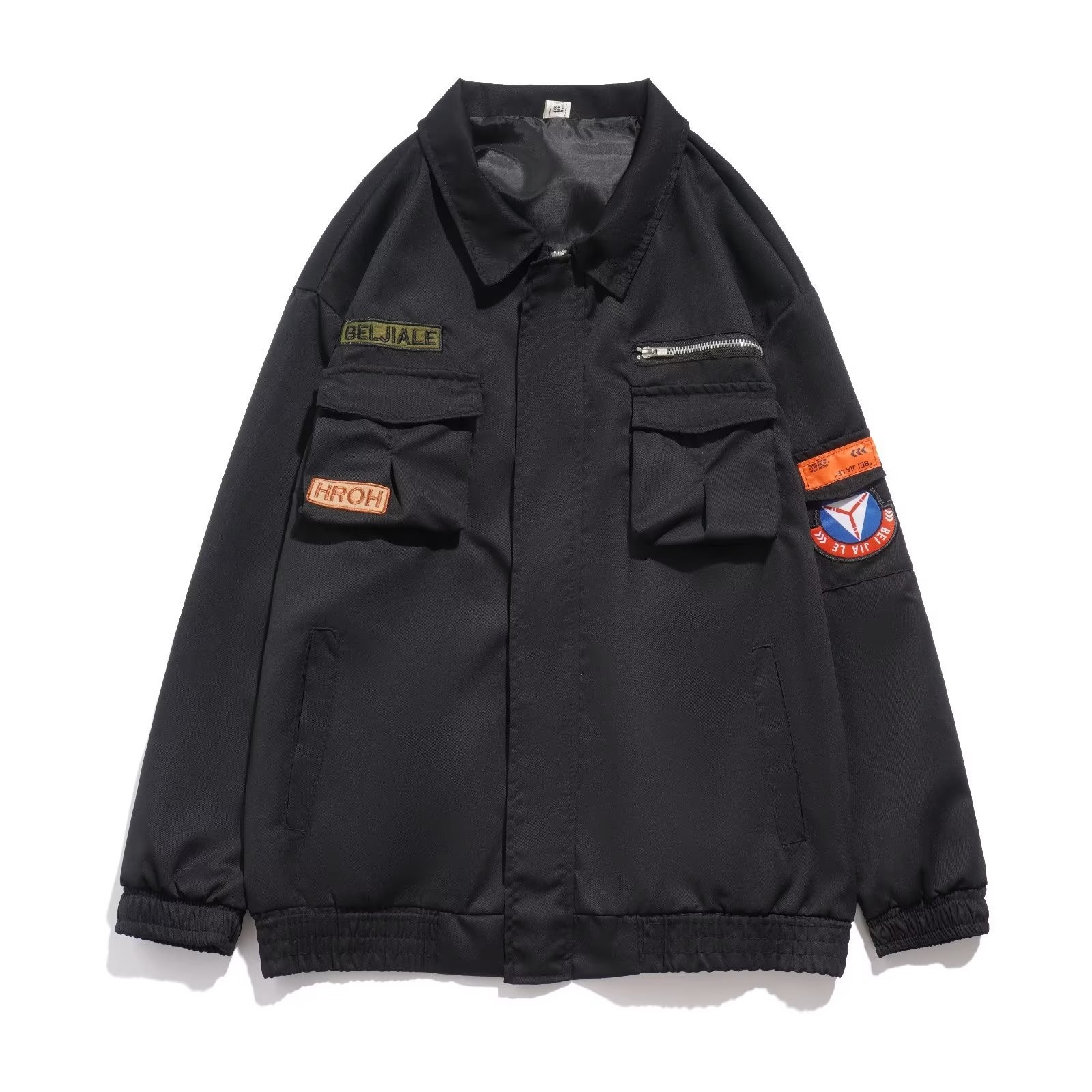 Primavera y otoño chaqueta de trabajo de aviador retro americano, chaqueta de solapa suelta de la marca de moda ins para hombres