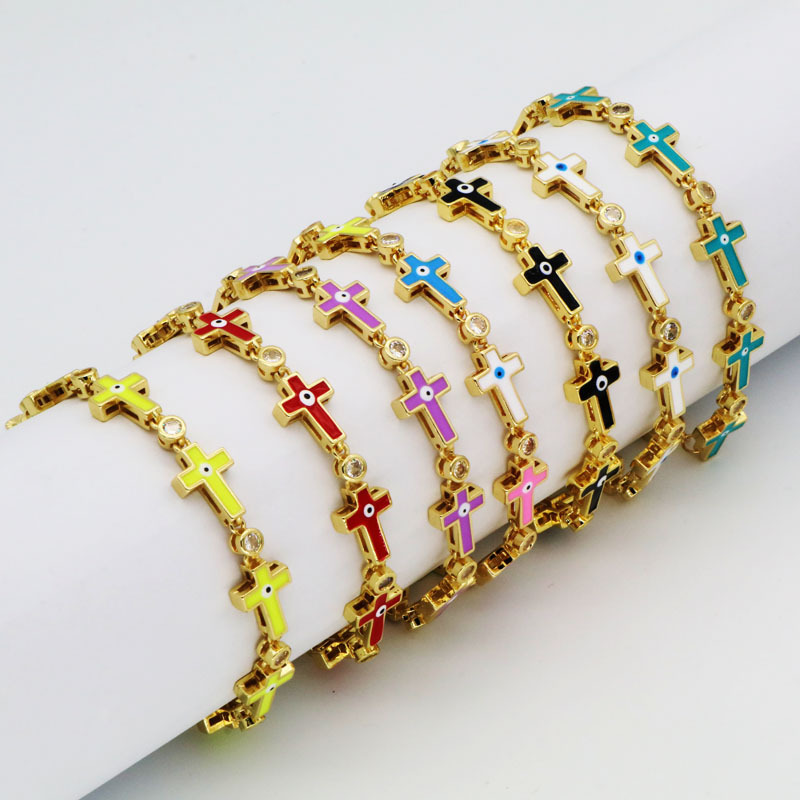 Fashion Devilu0027S Eye Copper Inlay Zircon Bracelets 1 Piece