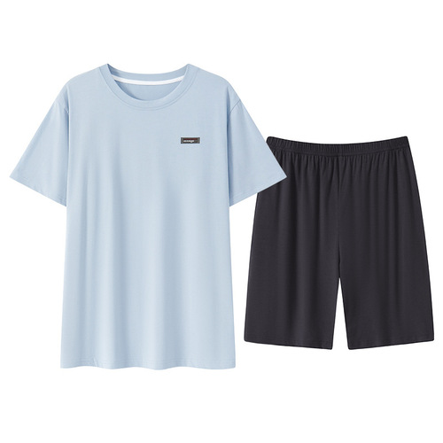 Men's Summer Modal Thin Short-Sleeve Shorts Pajama Set with Chilling Ice Sensation, 2025 New Design, Plus Size Home Suit