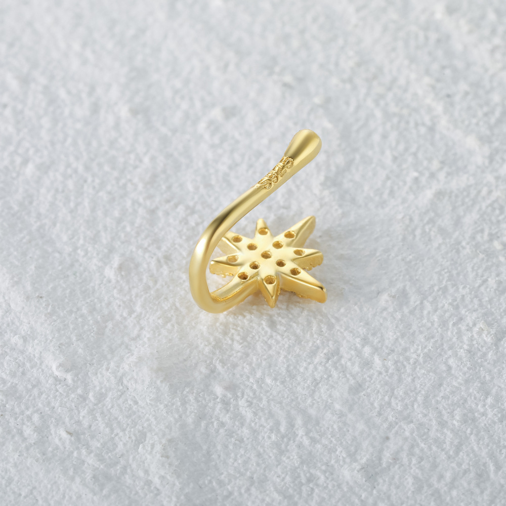 2g Weight Nose Ring Classification 1 Piece Quantity Daily, Street Occasion 925 Sterling Silver Material Star, Moon Pattern Women's Gender Plating Design Simple Style Style 1 Piece Nose Rings & Studs Simple Style Star Moon 925 Sterling Silver Plating 34