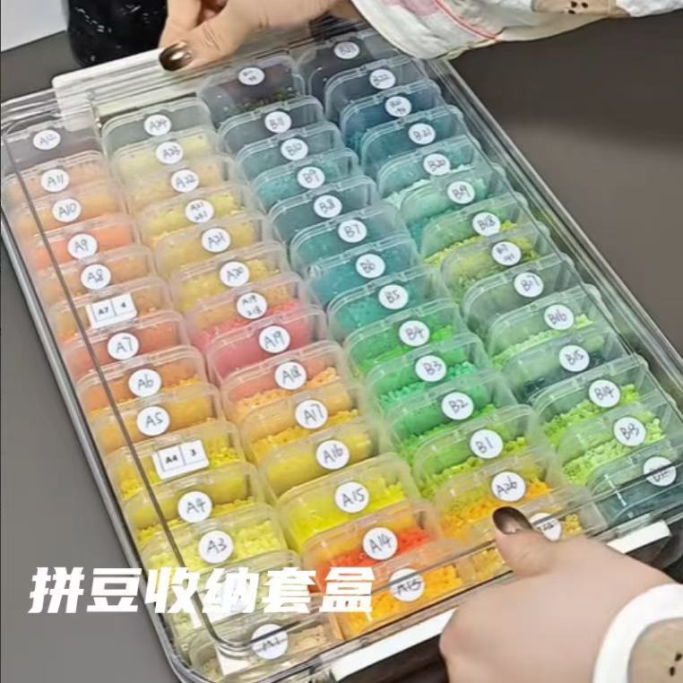 【大箱+5.5立方体の小箱60個】ビーズ収納ボックス、ビーズやアクセサリー、ネイルアート用品の整理に、透明で便利