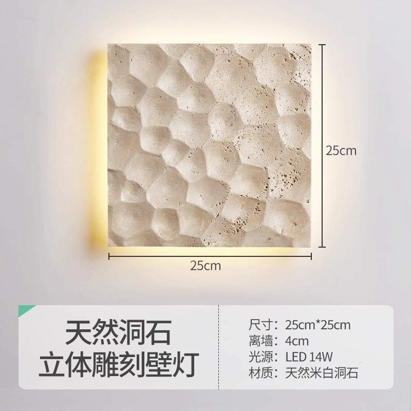 estilo japonés retro cabecera de cama agujero amarillo lámpara de pared de piedra silenciosa balcón sala de estar sofá TV pared de fondo escalera lámpara pasillo