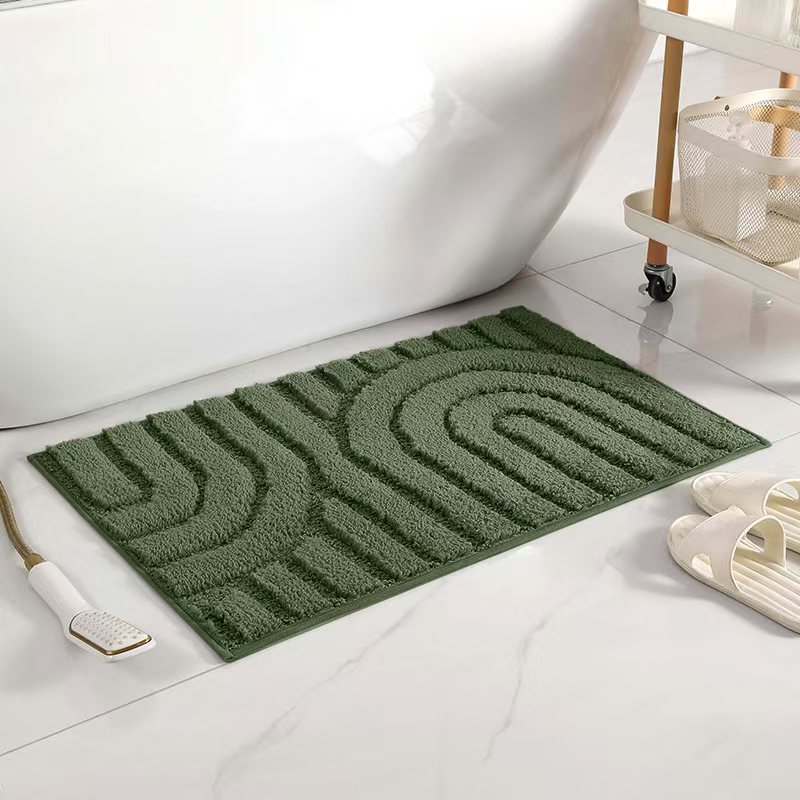 Flocked simple alfombra gruesa alfombra de baño estera antideslizante absorción de agua lavable máquina sala de estar dormitorio estera de puerta