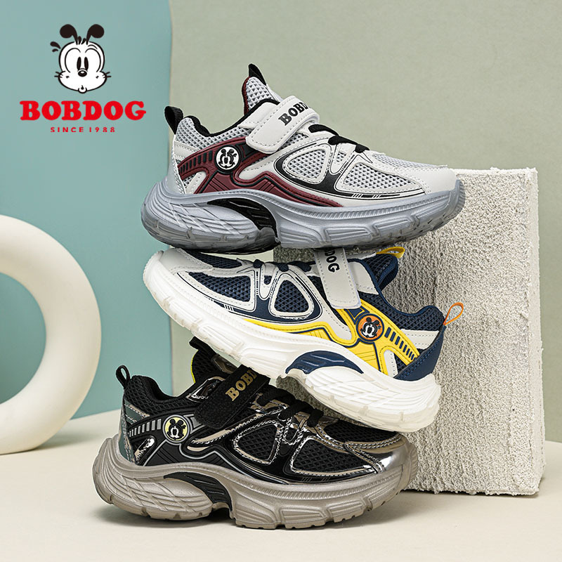 巴布豆男童鞋2025春秋款透气儿童运动鞋网面防滑儿童老爹鞋跑步鞋