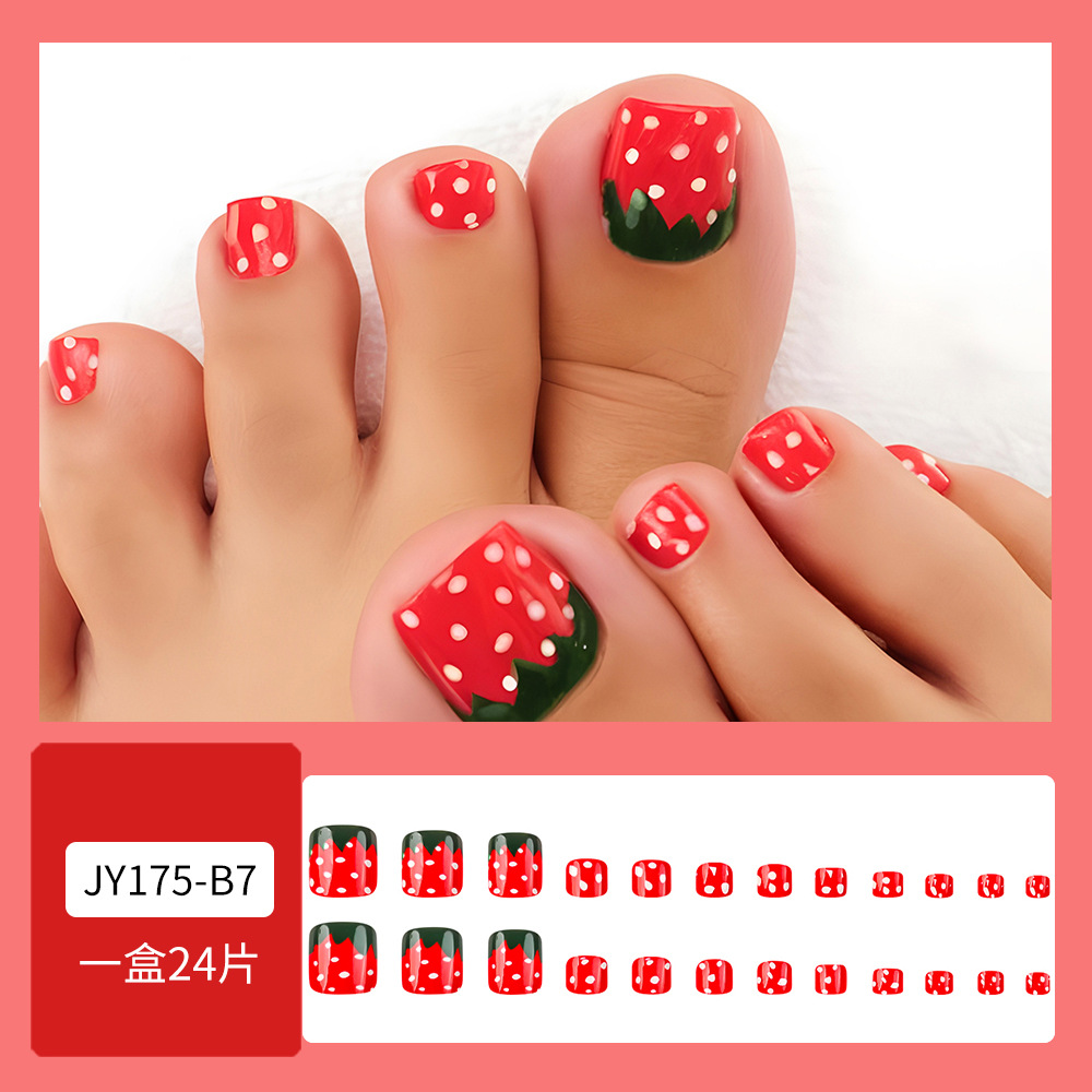 Sweet Cool Strawberry Starry Sky Nail Chail Tabletas 24 piezas Pies de uñas Parche de uñas Productos terminados Armor portátil de venta caliente transfronterizo