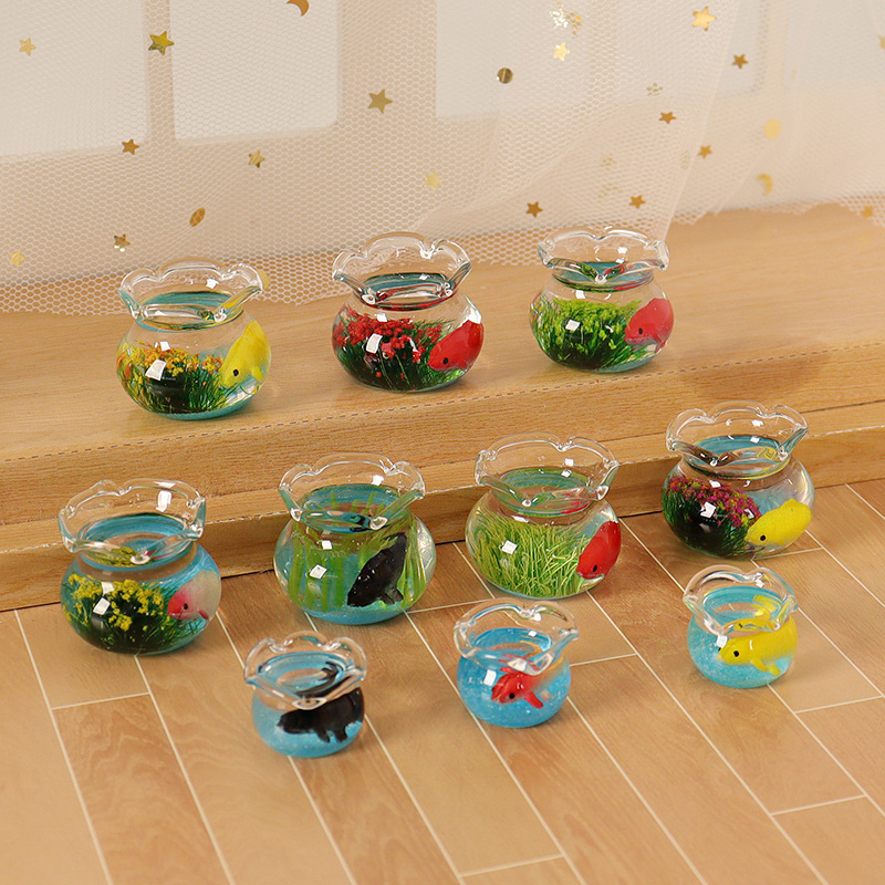 Simulation miniature mini glass model small fish tank creative exquisite handmade diy doll house scene desktop decoration