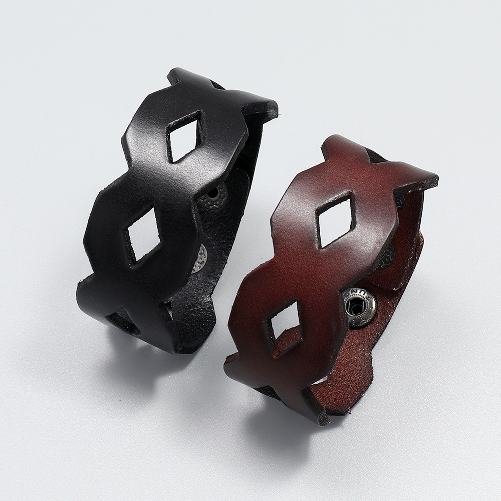 personalized retro hollow first layer cowhide bracelet European and American jewelry