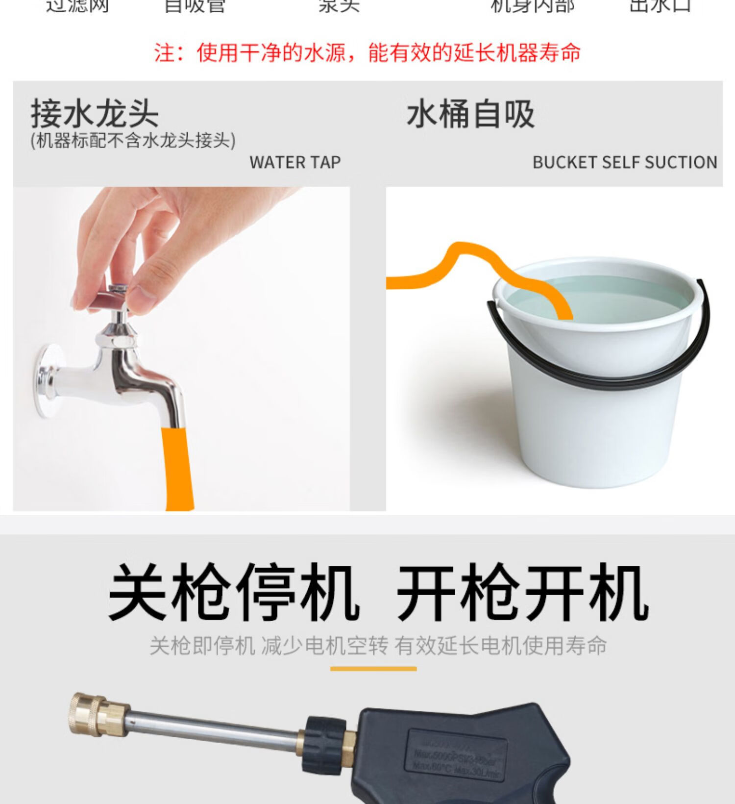 Jepus High-Pressure Cleaning Machine, Commercial Car Washing Machine, Car Washing Water Gun, High-Pressure Car Washing Pump, Floor Cleaning Machine, Industrial Cleaning