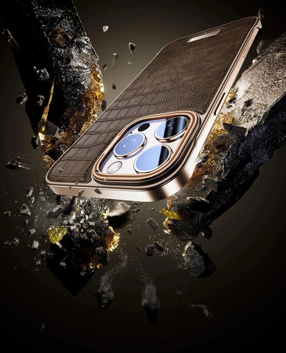 Ốp lưng da cá sấu không viền cao cấp cho iPhone 16 Pro Max — Vỏ da cá sấu không viền màu đen không hút từ tính, Vỏ da cá sấu không viền màu xám không có lực hút từ tính, Vỏ da cá sấu không viền vàng sa mạc không có lực hút từ tính, Vỏ da cá sấu không viền màu xanh không có lực hút từ chi tiết 10