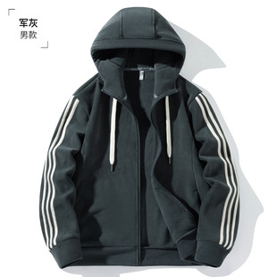 Autumn and winter fleece jacket men's long sleeve plus size outdoor sports jacket hooded casual polar fleece sweater jacket loose