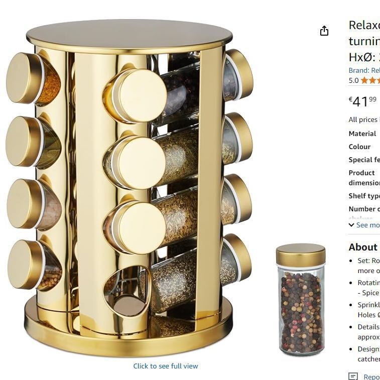 La cocina de almacenamiento del rey frito frito frasco de especias directamente dejar que la cocina abierta cuelgue 16 frascos de vidrio giratorio gran frasco de especias