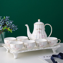8JDK欧式茶具套装家用带托盘英式下午茶杯水杯茶壶陶瓷咖啡杯小奢