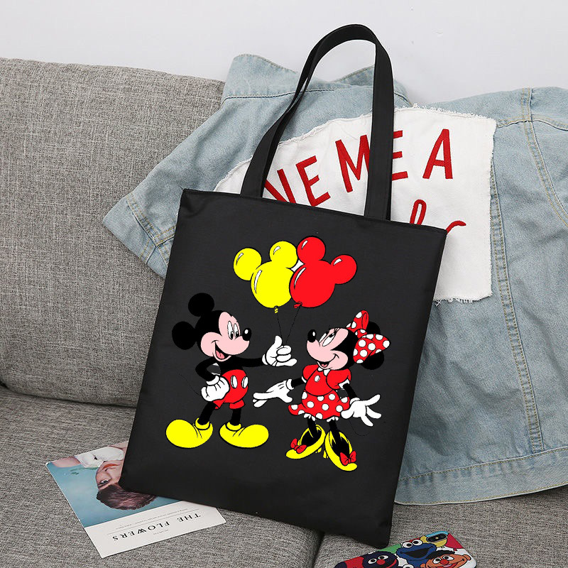 Mickey Minnie Mouse impreso bolsa de lona bolso de hombro bolso plegable bolso de compras