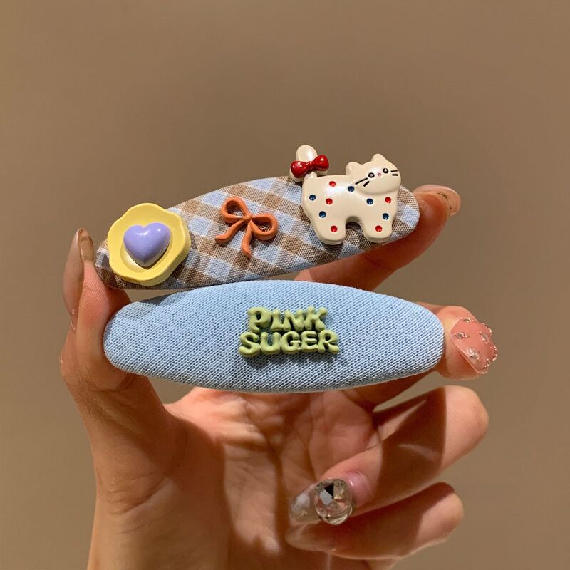 Korean-Style Dopamine Blue Cat Bow Heart Hairpin for Women Cartoon Side Bangs Bb Clip Hair Accessory Hairpin Korean-Style Dopamine Blue Cat Bow Heart Hairpin for Women Cartoon Side Bangs Bb Clip Hair Accessory Hairpin