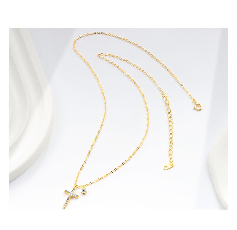 925 Sterling Silber Kabelkette Überzug Kreuzen Halskette Mit Anhänger display picture 5