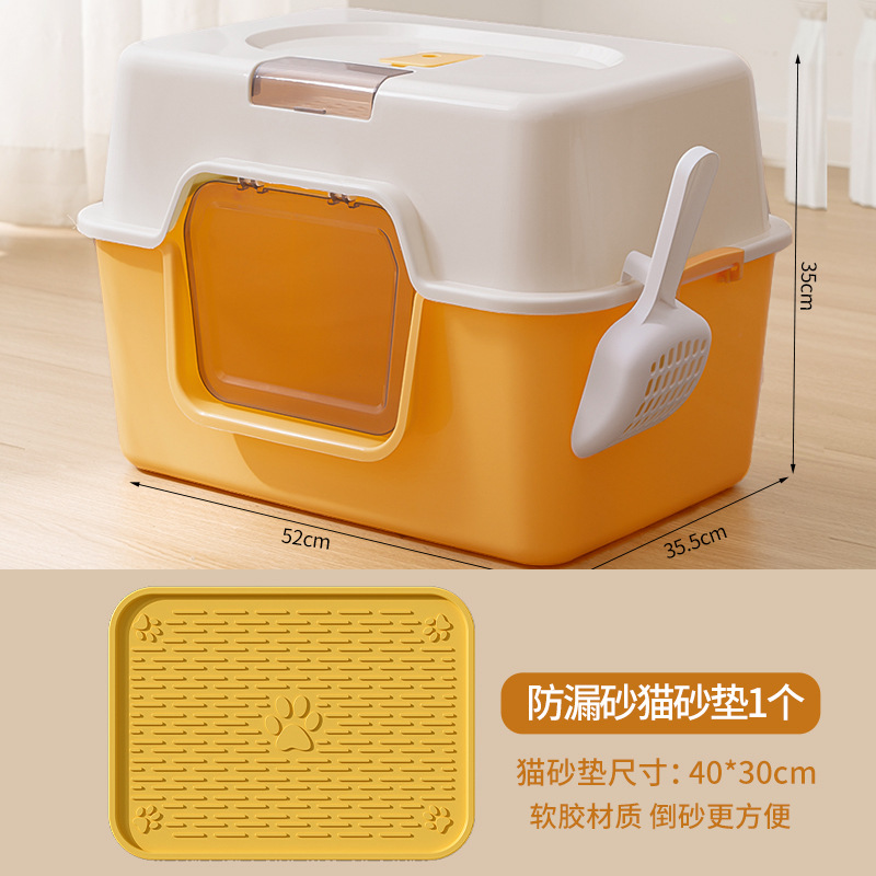 Basina de arena para gatos super grande totalmente cerrada anti-spillado anti-olor super grande inodoro para gatos para gatos
