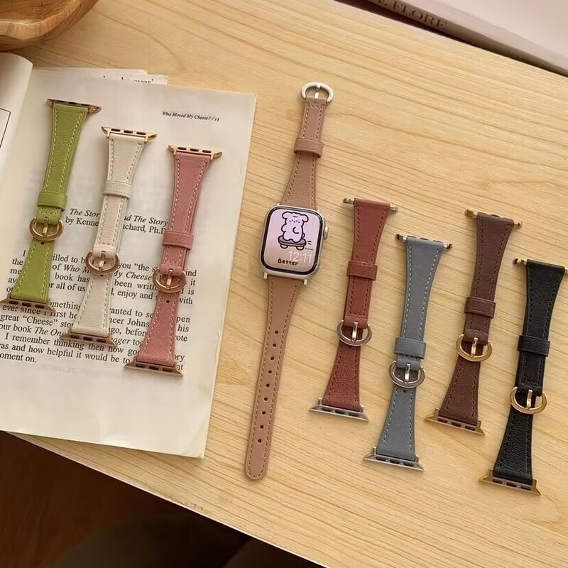 Small Horseshoe Buckle Exquisite Leather Strap Suitable for Apple Watch Wristband Iwatch56789Se Smart Watch Strap Small Horseshoe Buckle Exquisite Leather Strap Suitable for Apple Watch Wristband Iwatch56789Se Smart Watch Strap