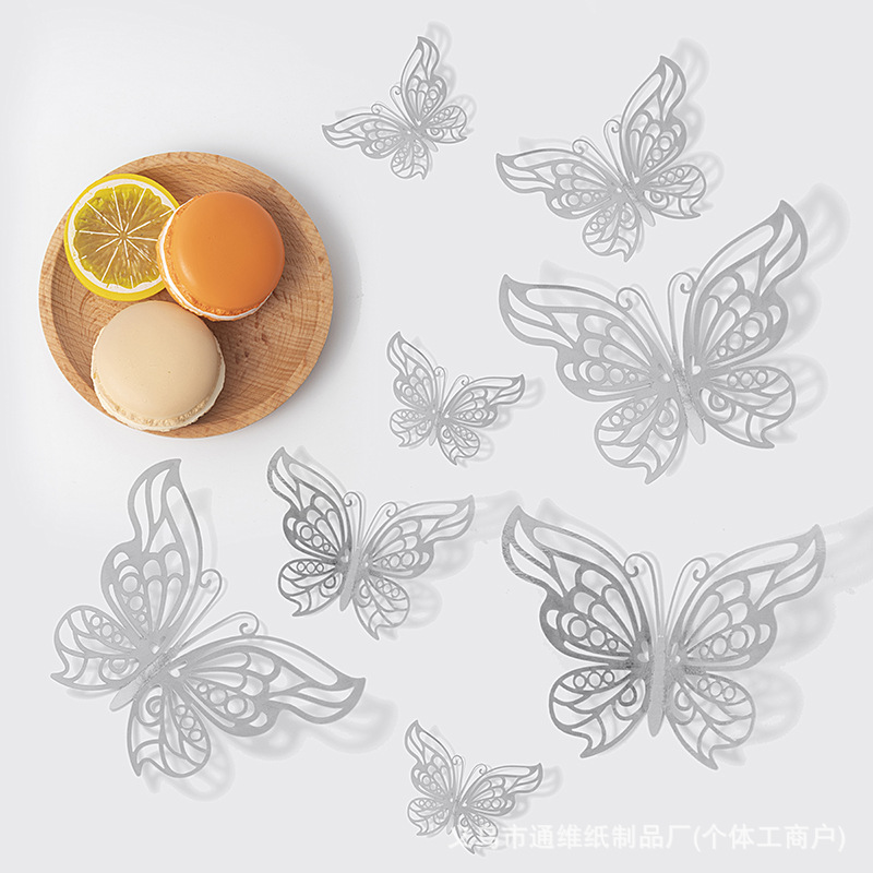 12 pegatinas doradas de mariposas huecas para pared, pegatinas de mariposas para decoración de paredes del hogar, pegatinas creativas de mariposas.