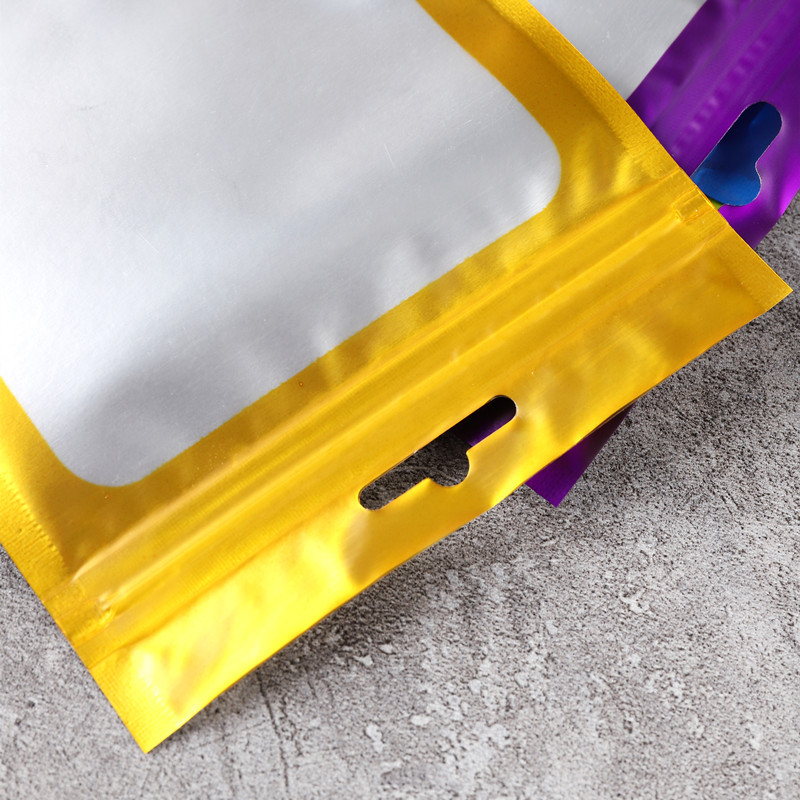 Ventana de color esmerilado yin y yang bolsa de papel de aluminio bolsa de ropa de joyería bolsa de embalaje de productos electrónicos bolsa ziplock en stock