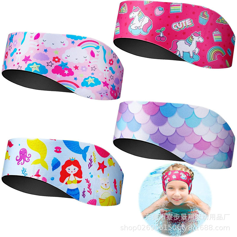 Children's Swimming Waterproof Headband, Diving Material Neoprene Ear Protection Band, Bath Anti-Water Protection Band, Customizable
