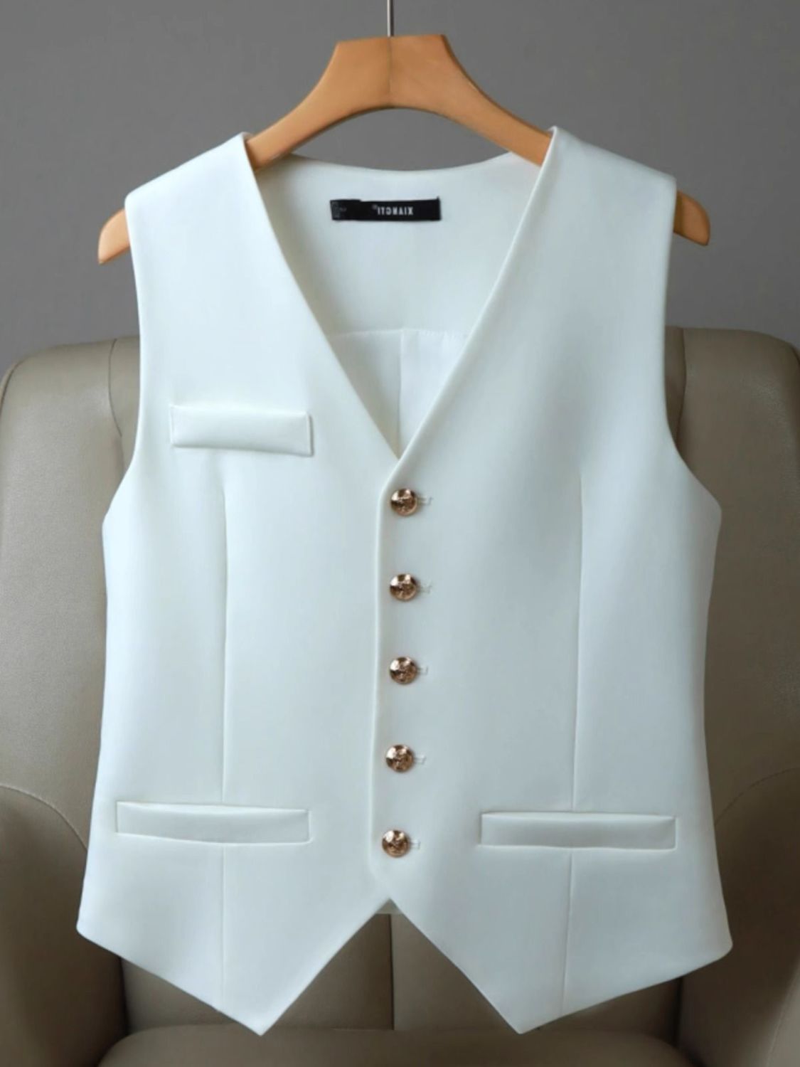 Shanlida Di High-End Elegant Suit Vest for Women 2025 Summer New V Neck Single-Breasted Outer Wear Layered Back