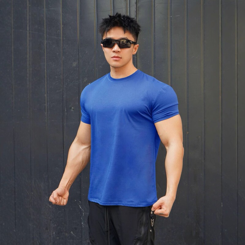 Brothers Fitness Sportswear Cotton Cuff Short-Sleeved Men's Basketball Running Training Solona Elastic Sports T-Shirt for Men