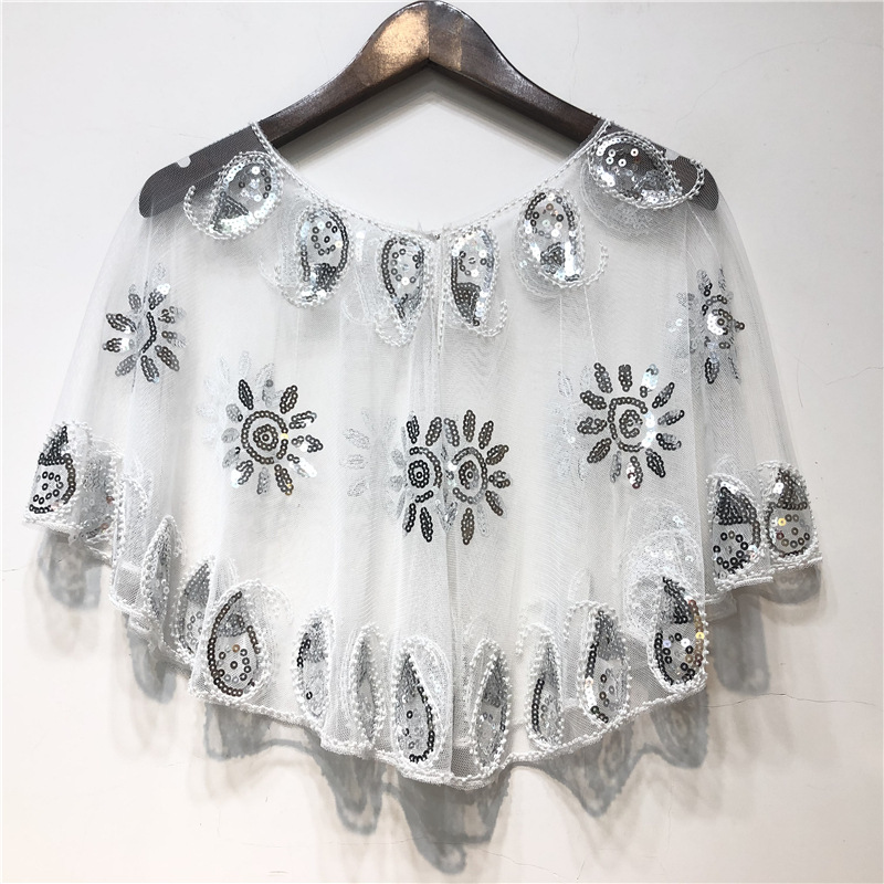 Polyester Material Women's Fashion Plaid Polyester Beaded Sequins Shawls
